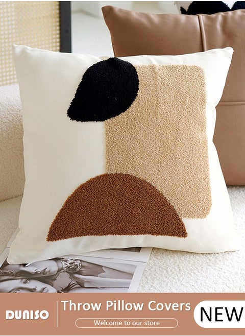 Colorful Boho Throw Pillow Covers 18x18 inch Tufted Modern Abstract Line Art Pillows for Sofa Couch Bedroom Living Room Aesthetic Fall Decorative Square Cushion Case Pillow Cases