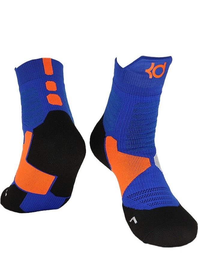 Ant Elite Basketball Socks Cushioned Athletic Breathable Mid Socks, Compression Sports Training Thick Socks for Men Boys Blue/Black/Orange  - Image 1