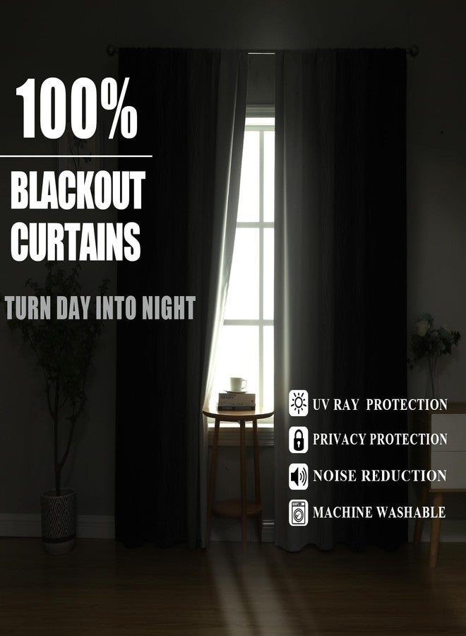 Estelar Textiler Black and Greyish White Ombre Blackout Curtains 63 Inch Length, Thermal Insulated Curtains for Kids Bedroom, Rod Pocket Room Darkening Gradient Drapes for Living Room,42Wx63L,2 Panels - Image 3