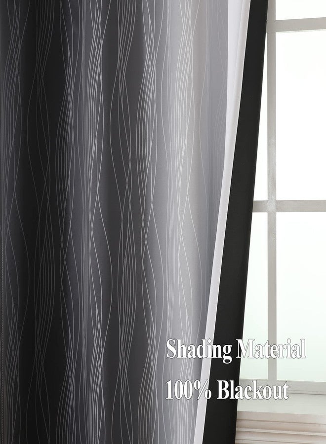 Estelar Textiler Black and Greyish White Ombre Blackout Curtains 63 Inch Length, Thermal Insulated Curtains for Kids Bedroom, Rod Pocket Room Darkening Gradient Drapes for Living Room,42Wx63L,2 Panels - Image 5