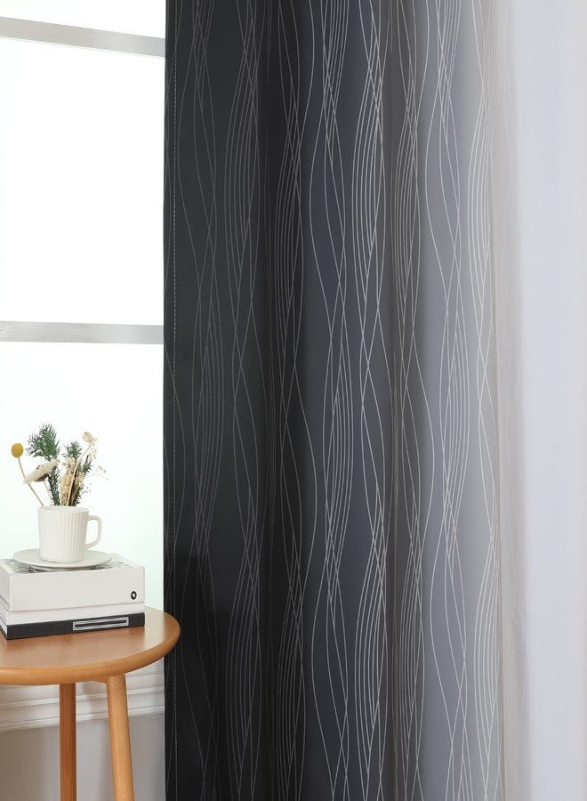 Estelar Textiler Black and Greyish White Ombre Blackout Curtains 63 Inch Length, Thermal Insulated Curtains for Kids Bedroom, Rod Pocket Room Darkening Gradient Drapes for Living Room,42Wx63L,2 Panels - Image 4