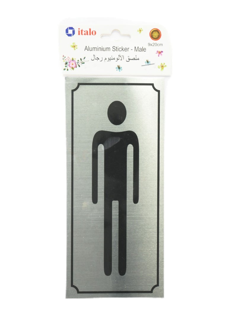 ITALO English Arabic Aluminum Male Sign Door Sticker 9X20CM  - Image 2