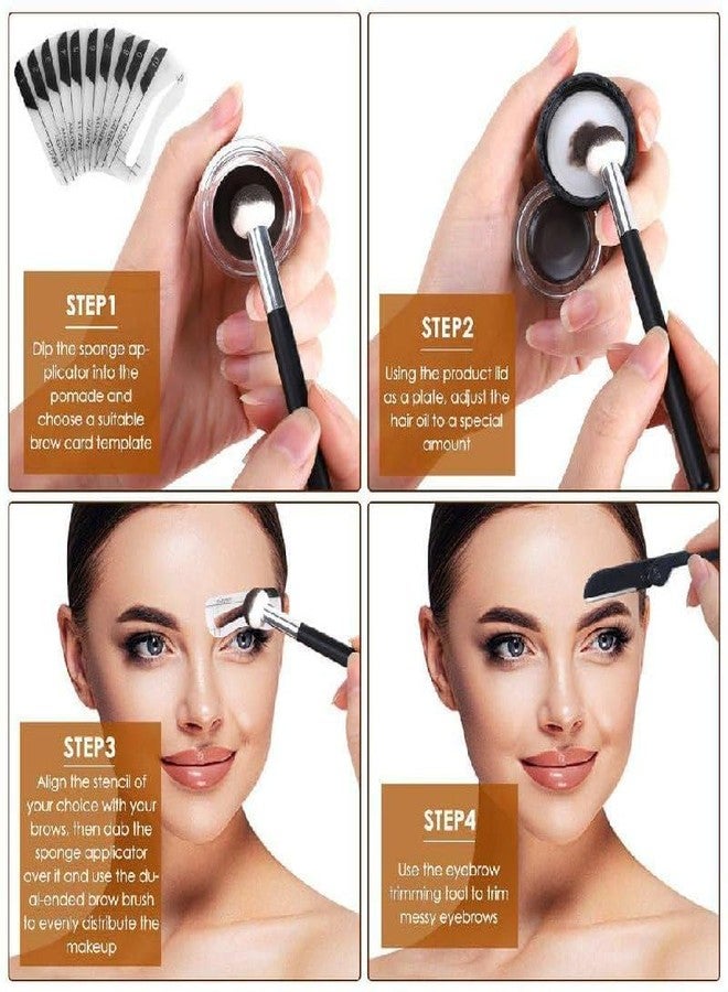 VENIVA Eyebrow Stamp Shaping Stencil Kit with 10 Reusable Eyebrow Stencils Sticker,1 Double-End Brush and 1 Sponge Applicator,1 Razor,Long-Lasting Waterproof Eyebrow Kit(MULTI) - Image 5