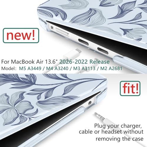 TWOLSKOO Compatible with MacBook Air 13 inch Case M5 2026 M4 2025 M3 M2 2024-2022 A3449 A3240 A3113 A2681, Plastic Hard Shell & Keyboard Cover for MacBook Air 13.6 inch Case, Vintage Floral - Image 3