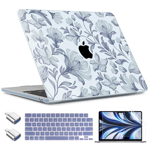 TWOLSKOO Compatible with MacBook Air 13 inch Case M5 2026 M4 2025 M3 M2 2024-2022 A3449 A3240 A3113 A2681, Plastic Hard Shell & Keyboard Cover for MacBook Air 13.6 inch Case, Vintage Floral - Image 1