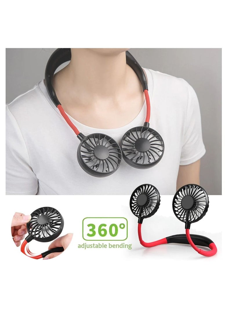Generic Hands Free Neck Band Hanging USB Rechargeable Dual Fan Mini Air Cooler For Summer - Image 2