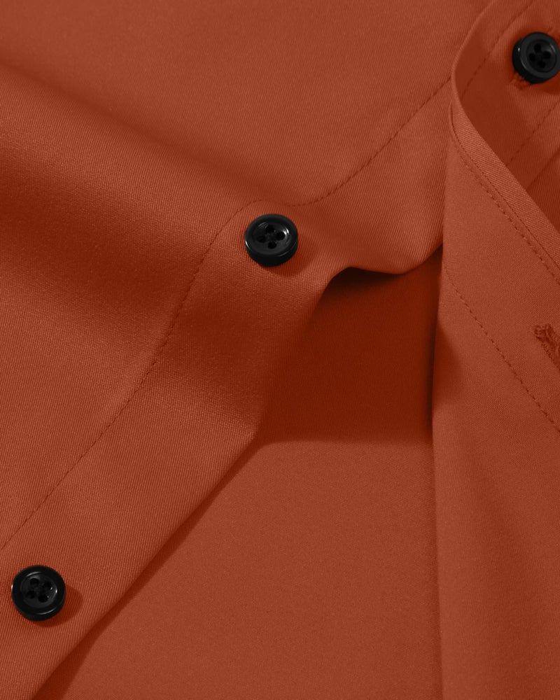 Lusead Burnt Orange Mens Dress Shirts Stretch Wrinkle Free Formal Slim Fit Long Sleeve Button Up Shirts Halloween Party - Image 4