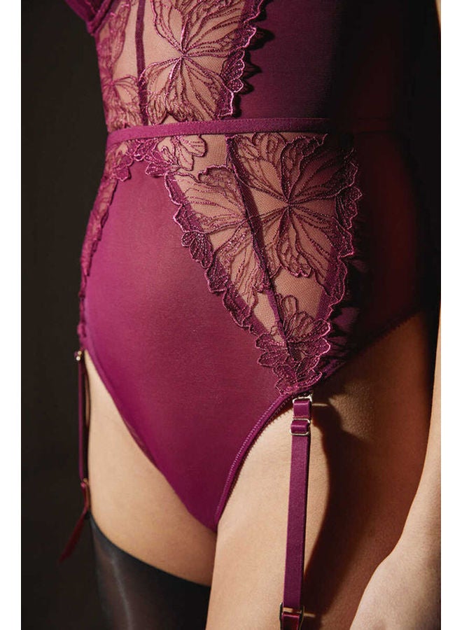Classic embroidered tulle bodysuit