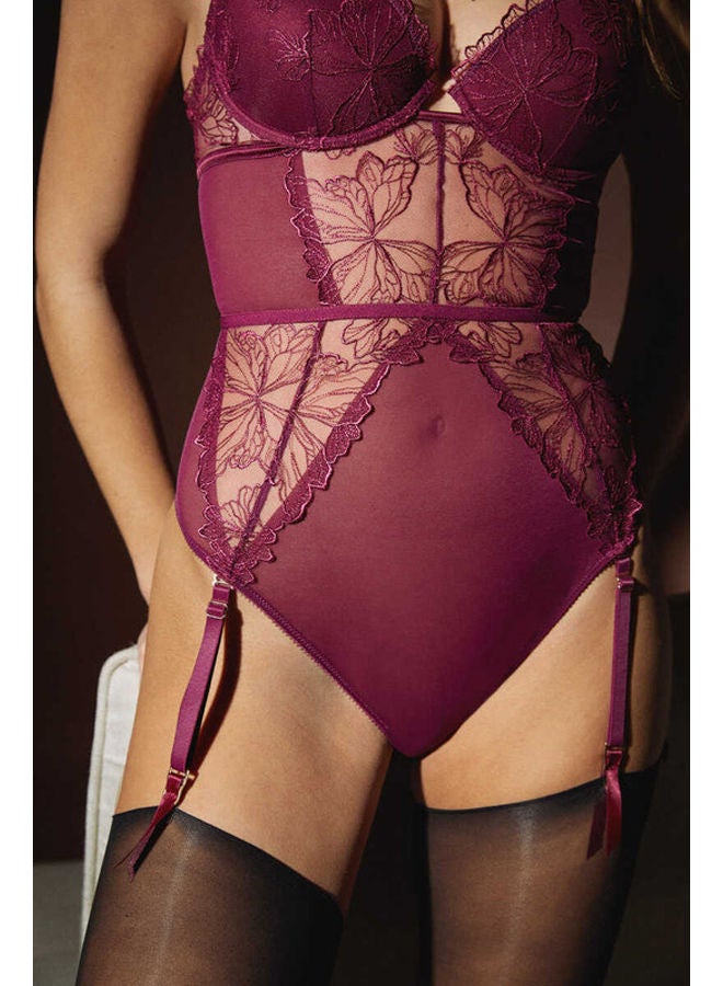 Classic embroidered tulle bodysuit