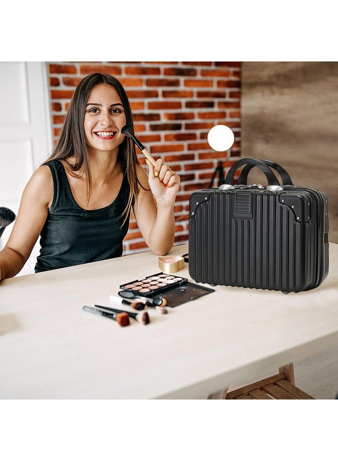 KIRA Portable Makeup Travel Case Hand Luggage, Mini ABS Carrying Makeup Case Waterproof Suitcase with Elastic Band, Vanity Box (Black) - Image 2