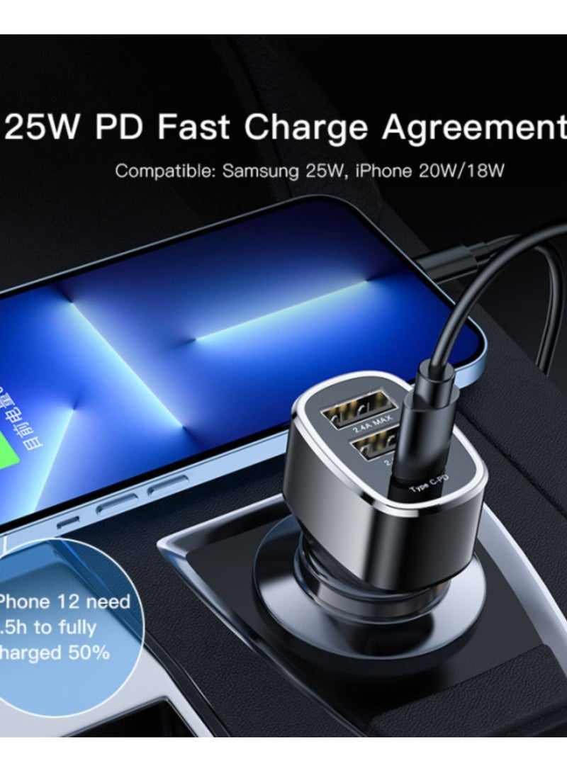 Yesido Y47 3 Ports USB And Type-C PD 25W Total 49W Multifunction Car Charger - Image 4