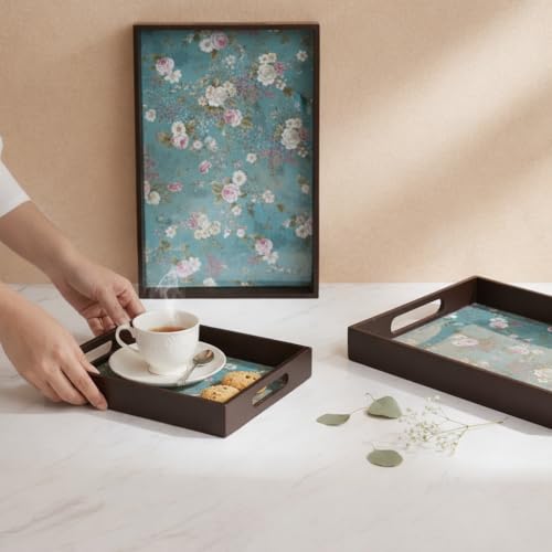 Amimashop® Serving Tray Set 3, Decorative Trays Home Decor, Wooden Tray Dining Table Kitchen Organizer | Try Serving Big Tray Serving, Trey, Large Medium Small - Image 5