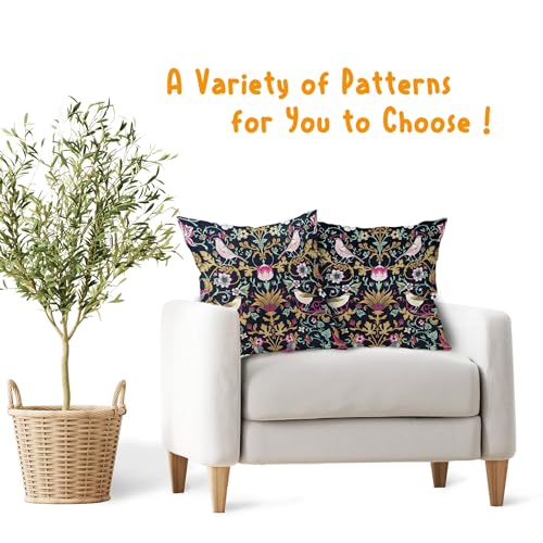 aportt Chinoiserie Floral Bird Colorful Pillow Covers 18X18 in Set of 2 Hot Pink Tan Teal Green Pimpernel Flower Throw Pillow Cases Vintage Art Pillowcases Home Decor for Couch Patio Sofa Porch - Image 4