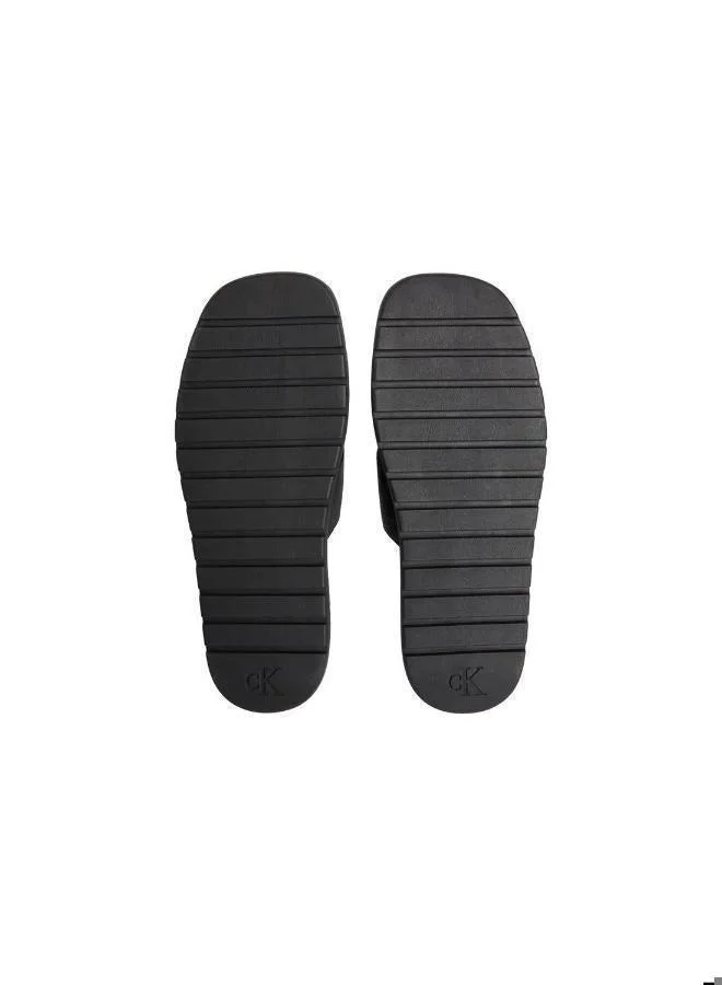 Calvin Klein Triple Black Molded Leather Sandals for Men | Best Price UAE