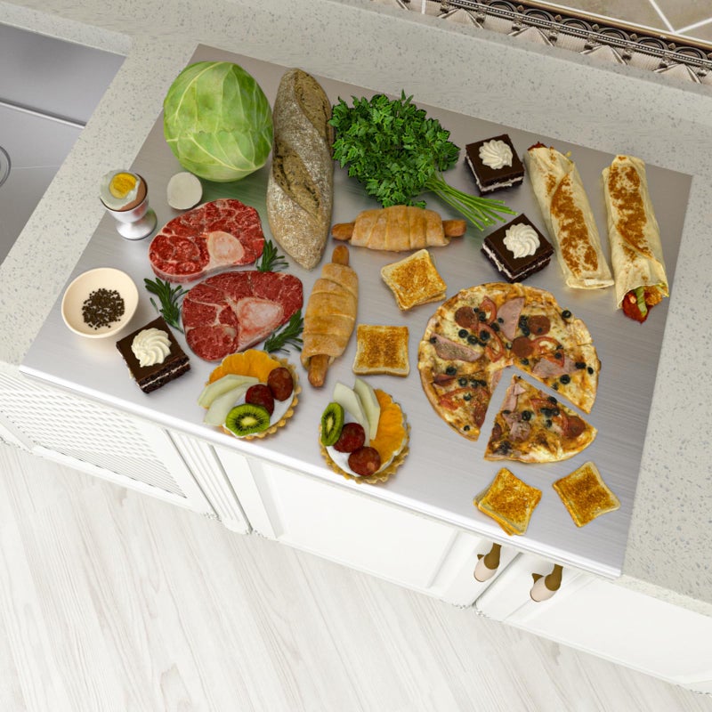 KORVOS 304 Stainless Steel Cutting Board, 23.6" x 19.6" Large Size Stainless Steel Cutting Boards for Kitchen, Heavy Duty Chopping Boards with Lip for Meat Vegetables & Bread, Pastry Board(60 x 50 cm) - Image 1