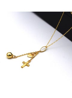 Gold Zone Real Gold Heart Cross Ball Hanging Necklace 2590 CWP 1840  - Image 2