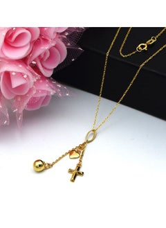 Gold Zone Real Gold Heart Cross Ball Hanging Necklace 2590 CWP 1840  - Image 4