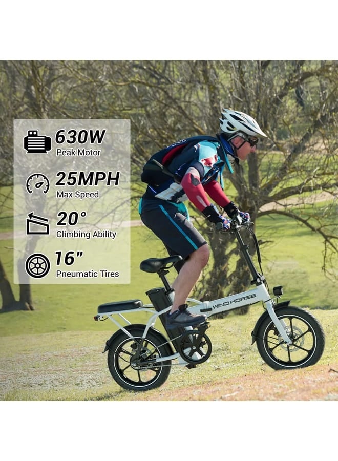 Wind Horse Folding Electric Bike with 350W High Speed Motor, 36V 8AH Battery, 25/30 KM/H Speed, 35 KM Range, Carbon Alloy Frame, Portable Electric Bike with Dual Seat, Helmet and Safety Vest - Image 3