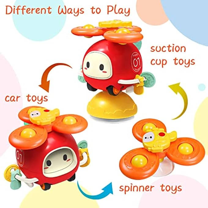 MONTESSORI BABY TOYS FOR 12-18 MONTHS, SUCTION CUP SPINNER TOY FOR HIGH CHAIR, TODDLER ACTIVITY & SENSORY TRAVEL TOY, 1-2 BIRTHDAY GIFTS FOR BABY BOY GIRL, FUN EARLY LEARNING TOYS FOR BATH TABLE - Image 5