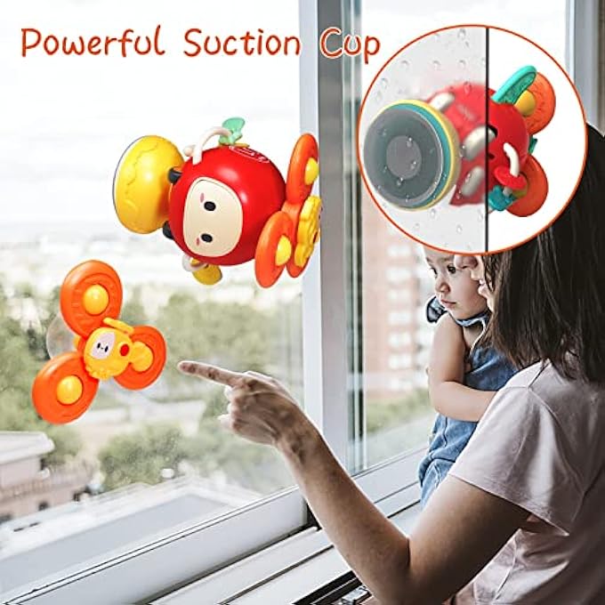 MONTESSORI BABY TOYS FOR 12-18 MONTHS, SUCTION CUP SPINNER TOY FOR HIGH CHAIR, TODDLER ACTIVITY & SENSORY TRAVEL TOY, 1-2 BIRTHDAY GIFTS FOR BABY BOY GIRL, FUN EARLY LEARNING TOYS FOR BATH TABLE - Image 4