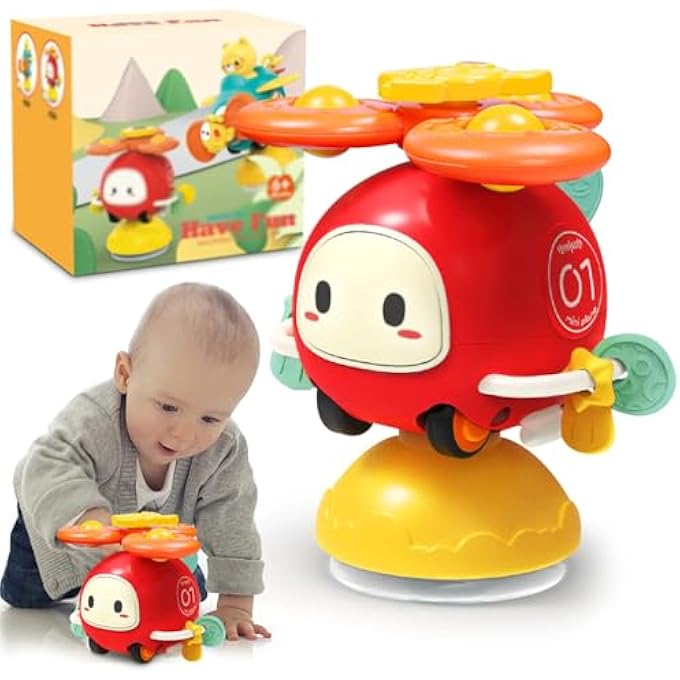MONTESSORI BABY TOYS FOR 12-18 MONTHS, SUCTION CUP SPINNER TOY FOR HIGH CHAIR, TODDLER ACTIVITY & SENSORY TRAVEL TOY, 1-2 BIRTHDAY GIFTS FOR BABY BOY GIRL, FUN EARLY LEARNING TOYS FOR BATH TABLE - Image 1