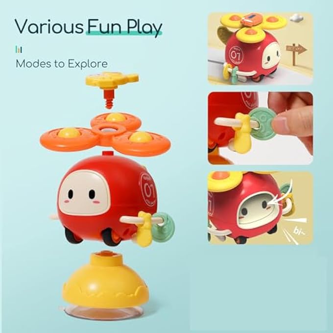 MONTESSORI BABY TOYS FOR 12-18 MONTHS, SUCTION CUP SPINNER TOY FOR HIGH CHAIR, TODDLER ACTIVITY & SENSORY TRAVEL TOY, 1-2 BIRTHDAY GIFTS FOR BABY BOY GIRL, FUN EARLY LEARNING TOYS FOR BATH TABLE - Image 3