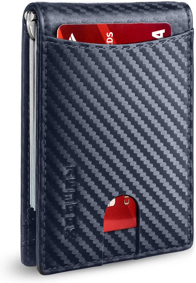 RUNBOX Slim Money Clip Wallets for Men RFID Blocking 11 Card Holder Minimalist Small Leather Bifold Men's Front Pocket Wallet Gift Box - Image 1