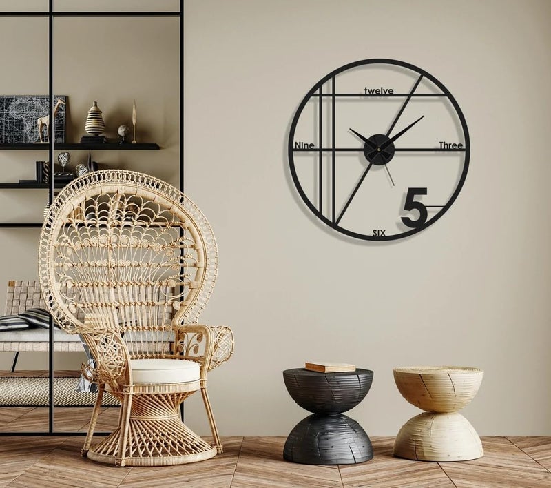 Dcloud Metal Analog Wall Clock for Living Room Bedroom Wall Hanging Decor Metal SignHousewarming Gift AntiqueBig Size Black 40 CM DA19 - Image 3