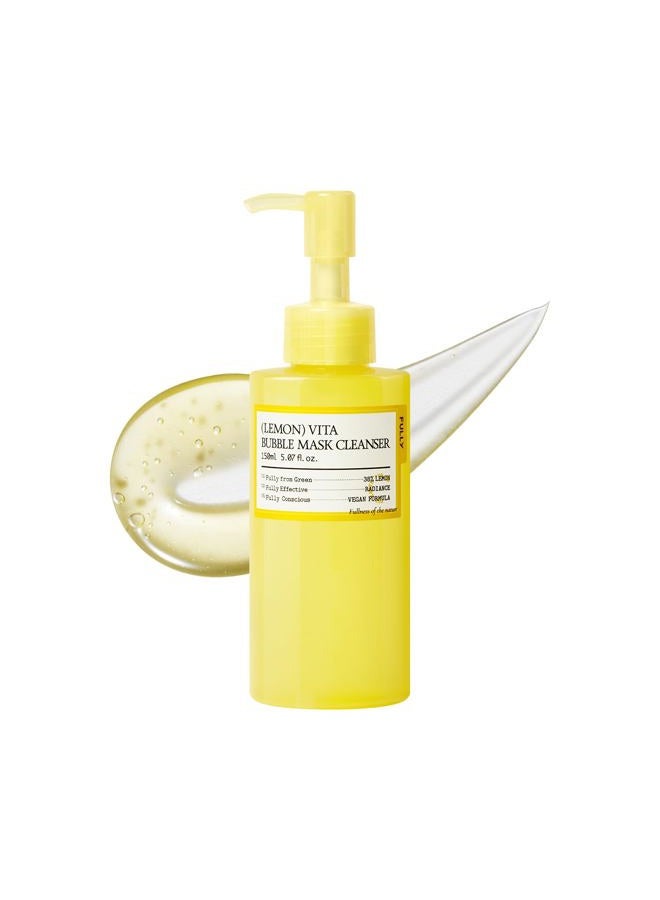Fully Lemon Vita Bubble Mask Cleanser 150ml, Gel-to-Foam Face Wash - Image 1
