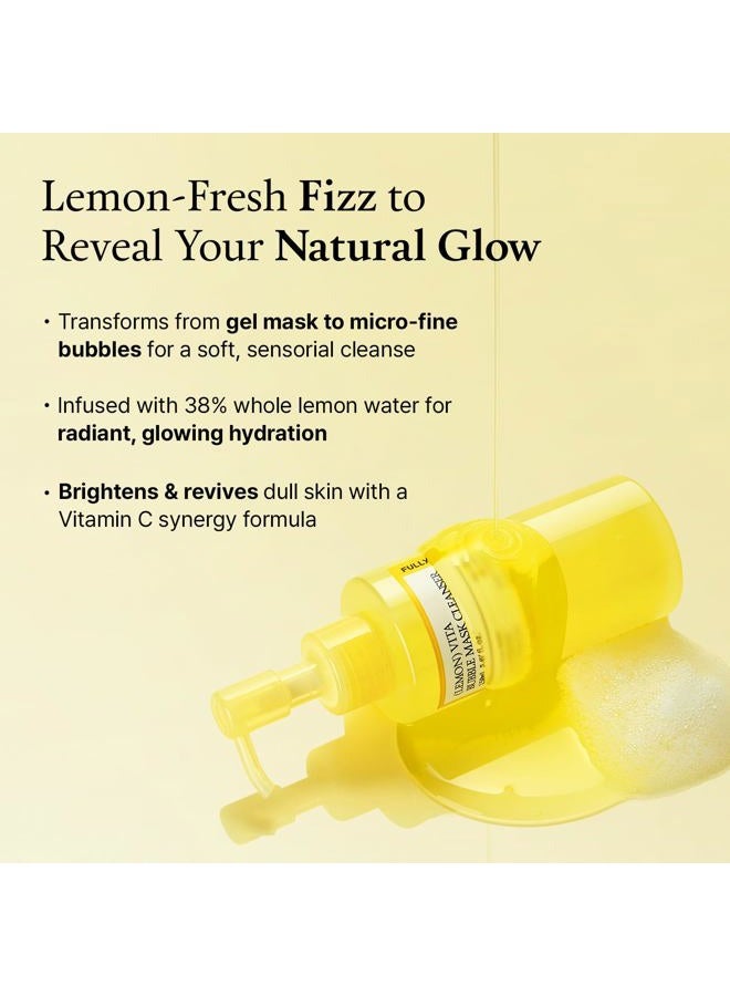 Fully Lemon Vita Bubble Mask Cleanser 150ml, Gel-to-Foam Face Wash - Image 3