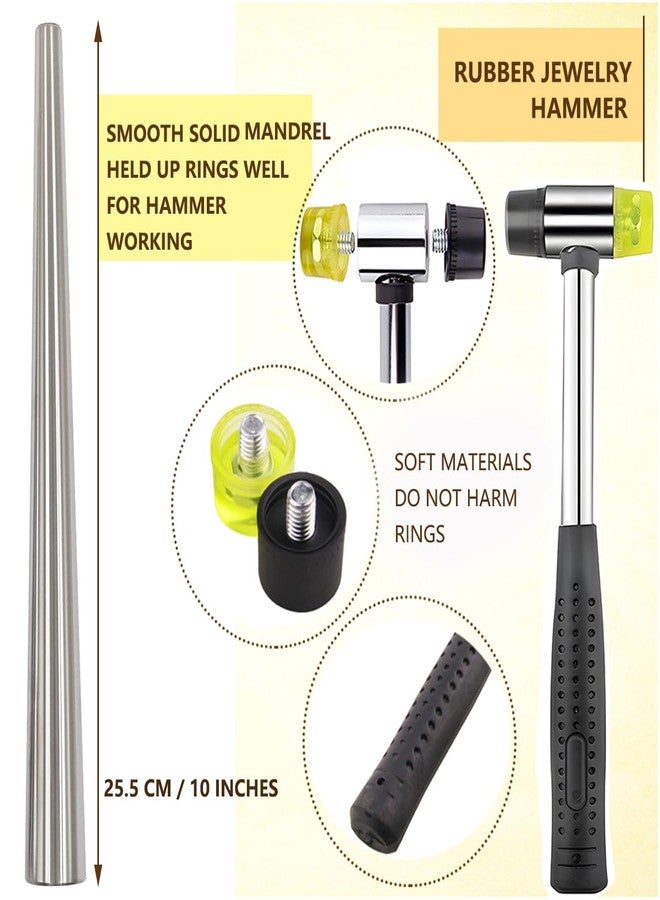 EJOQSON Ring Mandrel Measurer Ring Sizer Measuring Tool Set Ring Mandrel Sizer Tools for Ring Repair and Measurement Ring Shaper to Fix Bent Rings Resize Sizing Kit (METAL-12PCS) - Image 4