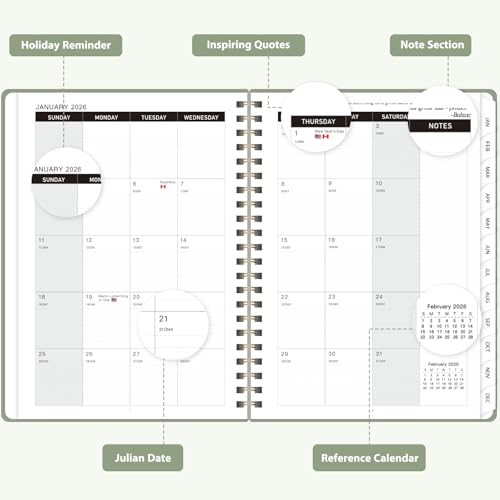 VALOME 2026 Planner, Weekly and Monthly Calendar Academic Planner, Jan 2026 - Dec 2026, Planning Agenda Book for Desk Accessories and School Supplies - A5 (6.3'' x 8.5'') - Image 2