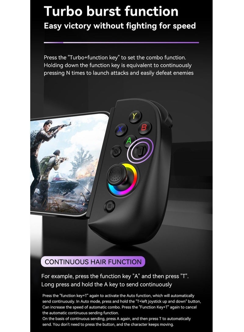 D8 Mobile Gaming Controller for iPhone/Android/PC/Nintendo Switch/PS4, Cloud Games, with Hall Effect Joystick, 6 Axis Gyro (White)