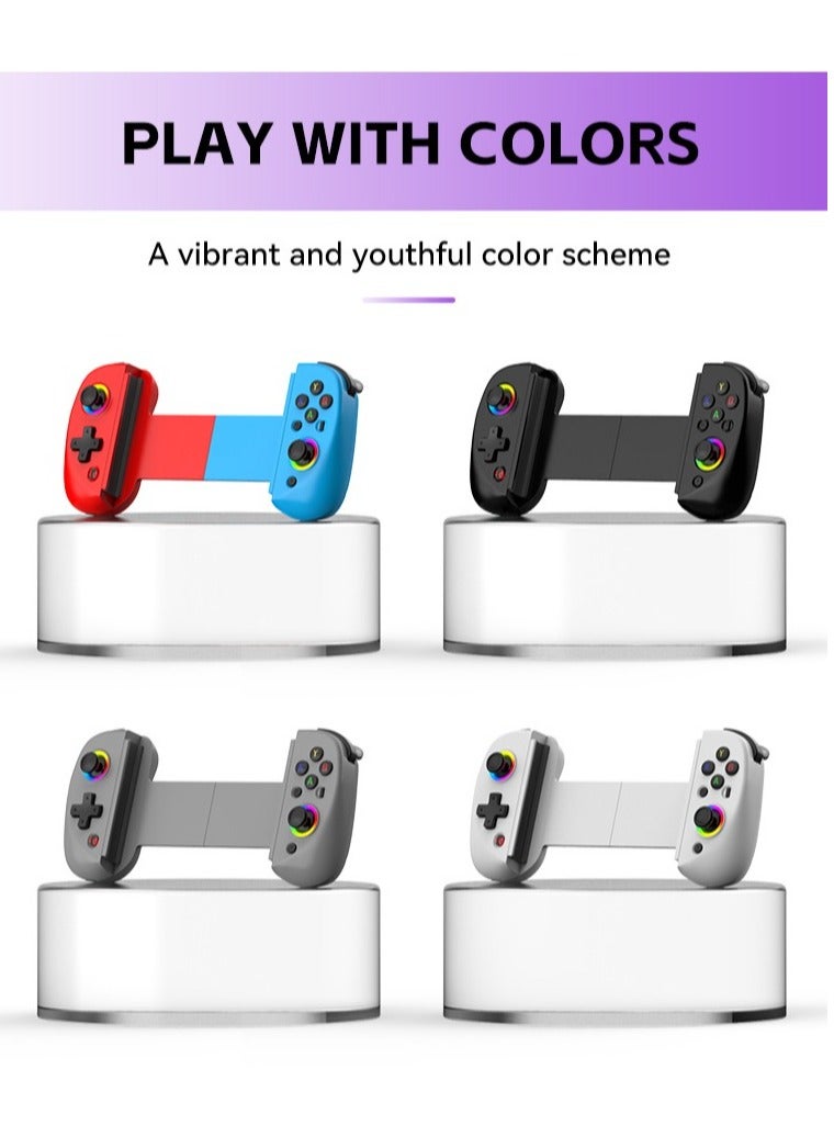 D8 Mobile Gaming Controller for iPhone/Android/PC/Nintendo Switch/PS4, Cloud Games, with Hall Effect Joystick, 6 Axis Gyro (White)