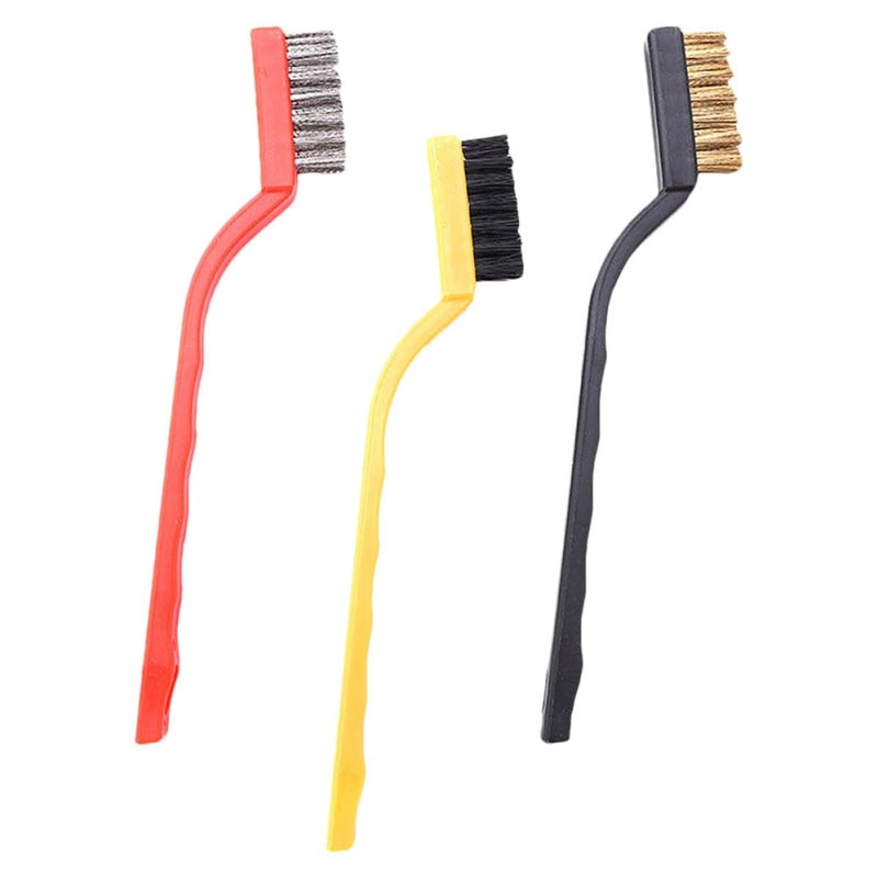 Industrial Wire Scratch Brushes Set 3pcs Stainless Steel Brass Black Steel Bristles For Rust Removal Precision Cleaning - Image 2