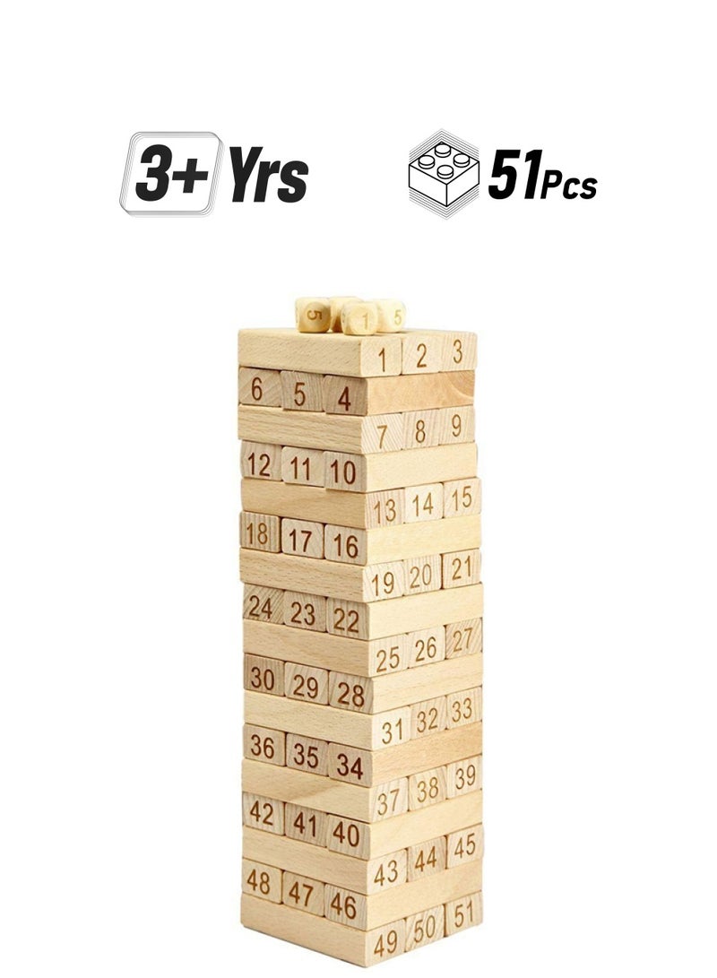 Alostoura 51-Piece Beech Wood Jenga Set - Image 1