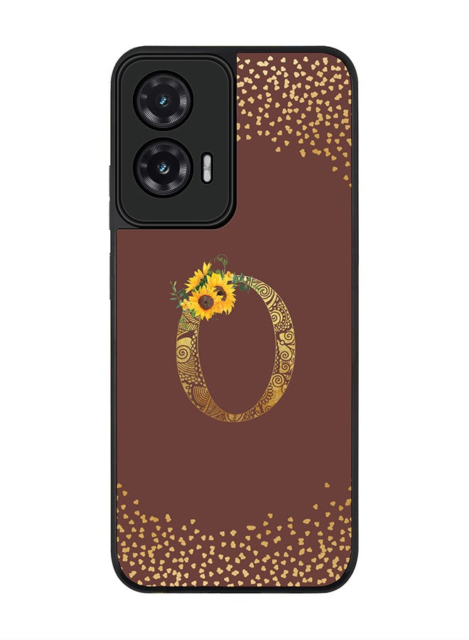 Stylizedd For Motorola Moto G35 Case,Slim fit Camera Protection, Shockproof Thin Phone cover  - Custom Floral Monogram - O  (Brown )