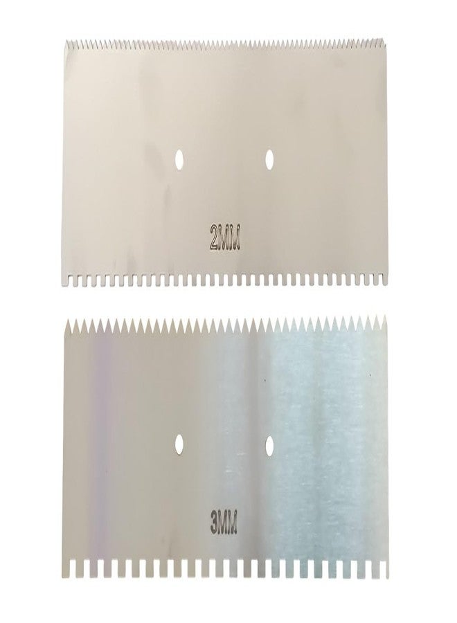 MD Style 11x 3.5 Inch Square and V Notch Metal Trowel Fix Thickness for Flexible Resin Spreader Set, Reusable Trowel Scrapers for Epoxy, Fillers, Putty, Caulk, Spackling Paste & Adhesive (2MM - 3MM) - Image 1