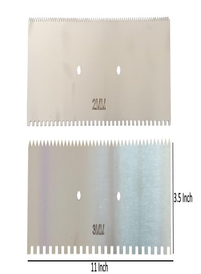 MD Style 11x 3.5 Inch Square and V Notch Metal Trowel Fix Thickness for Flexible Resin Spreader Set, Reusable Trowel Scrapers for Epoxy, Fillers, Putty, Caulk, Spackling Paste & Adhesive (2MM - 3MM) - Image 3