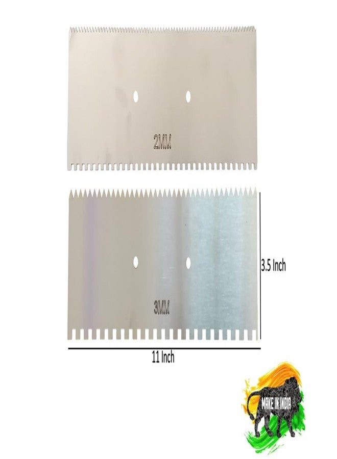 MD Style 11x 3.5 Inch Square and V Notch Metal Trowel Fix Thickness for Flexible Resin Spreader Set, Reusable Trowel Scrapers for Epoxy, Fillers, Putty, Caulk, Spackling Paste & Adhesive (2MM - 3MM) - Image 2