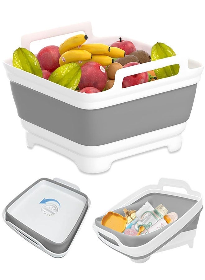 Collapsible Wash Basin for Baby Bottles, 9L Collapsible Kitchen Sink with Drain Plug Portable Wash Bin for RV Camping Sink, Space-Saving Dish Tub - Image 1