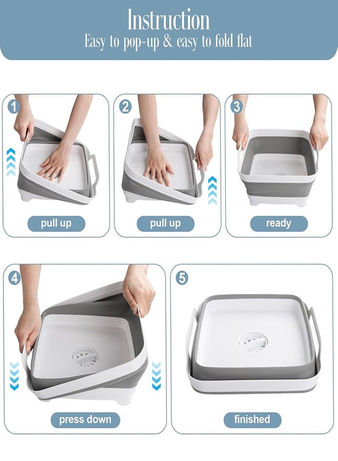 Collapsible Wash Basin for Baby Bottles, 9L Collapsible Kitchen Sink with Drain Plug Portable Wash Bin for RV Camping Sink, Space-Saving Dish Tub - Image 4