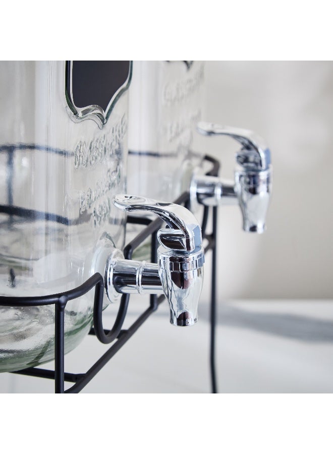 Home Box مجموعة موزع مشروبات زجاجي مزدوج كريستال 3 قطع مع حامل 4 لتر - Image 3