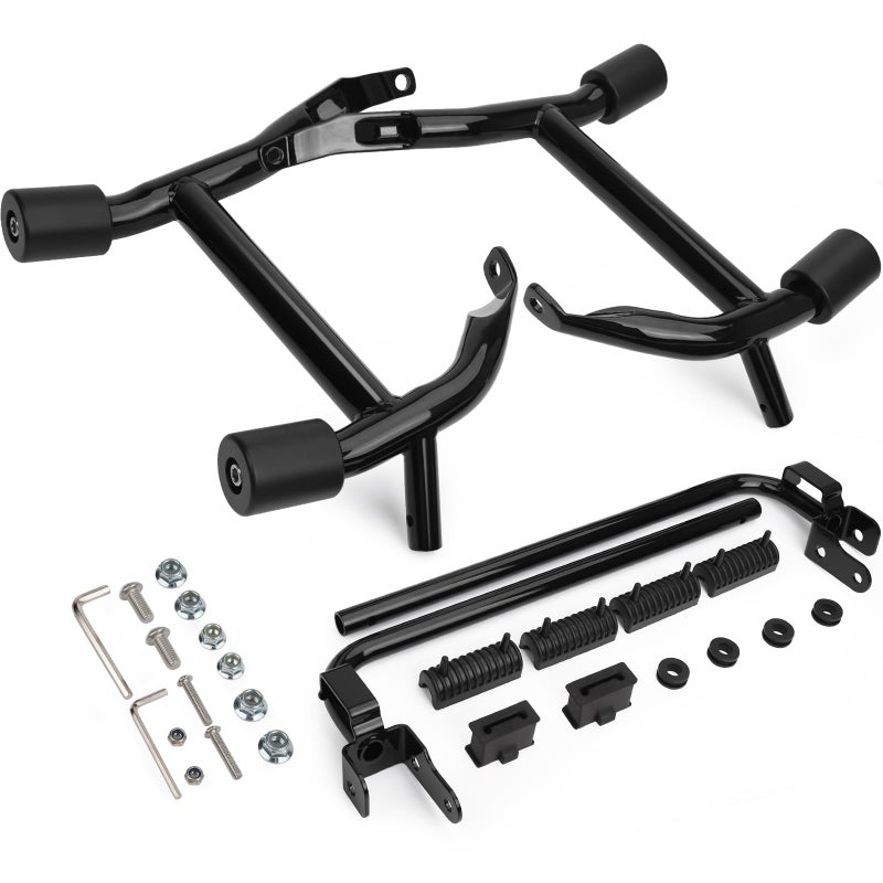 Kekykm 20232026 Street Glide Road Glide Saddlebag Guard Crash Bar Compatible with Harley Davidson Touring FLTRX FLTRXL FLHX FLHXU FLHXL FLTRXSE FLHXSE FLTRXSTSE Black TipOver Bar with Support Rails - Image 3