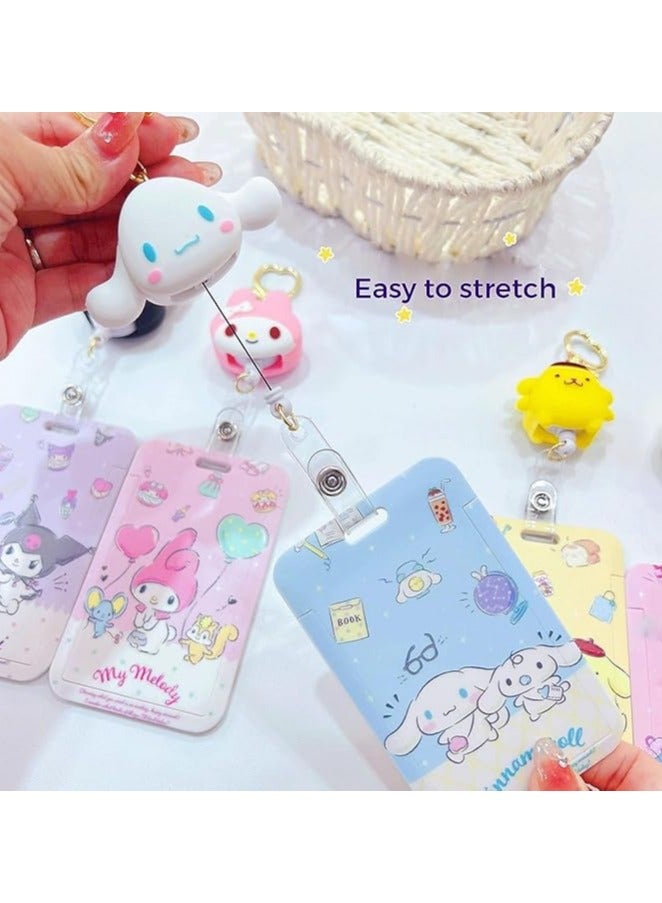 عام 4pcs “حامل بطاقة تعريف بنجمة الرسوم المتحركة الكيوت سينامورول كيتي | سلاسل مفاتيح عائدة إلى المدرسة لطيفة” - Image 2