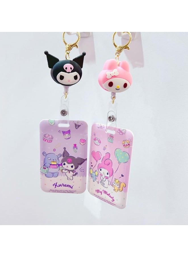عام 4pcs “حامل بطاقة تعريف بنجمة الرسوم المتحركة الكيوت سينامورول كيتي | سلاسل مفاتيح عائدة إلى المدرسة لطيفة” - Image 4