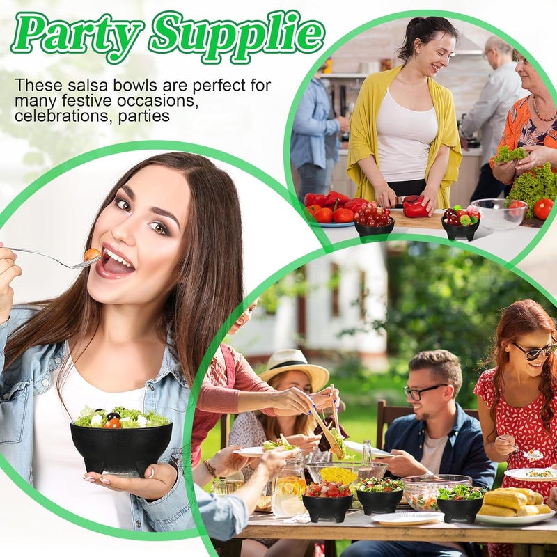 Maxcheck 12 Pcs Salsa Bowls for Party 4.5" Diameter, Plastic Mexican Salsa Bowls Guacamole Cute Chips and Food Serving Dish for Party Fiesta Chip Dish food Candy(Black) - Image 4