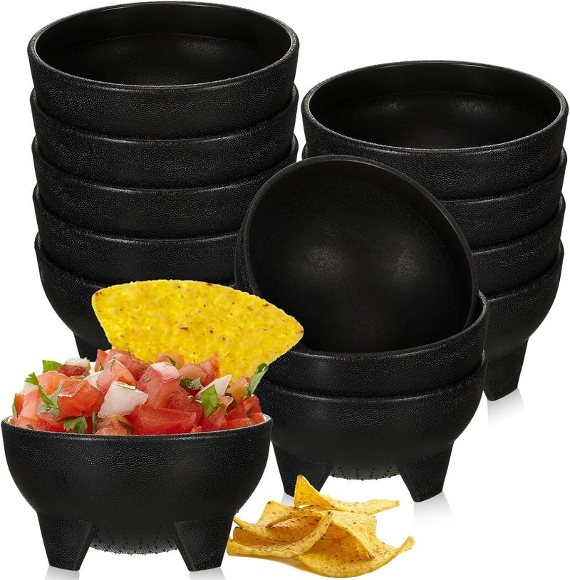 Maxcheck 12 Pcs Salsa Bowls for Party 4.5" Diameter, Plastic Mexican Salsa Bowls Guacamole Cute Chips and Food Serving Dish for Party Fiesta Chip Dish food Candy(Black) - Image 1
