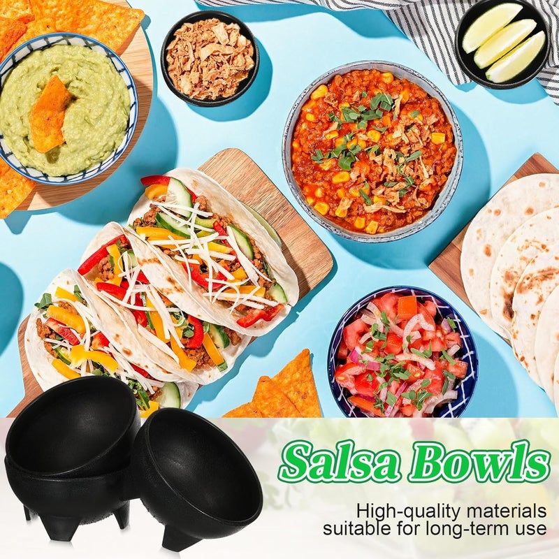 Maxcheck 12 Pcs Salsa Bowls for Party 4.5" Diameter, Plastic Mexican Salsa Bowls Guacamole Cute Chips and Food Serving Dish for Party Fiesta Chip Dish food Candy(Black) - Image 5