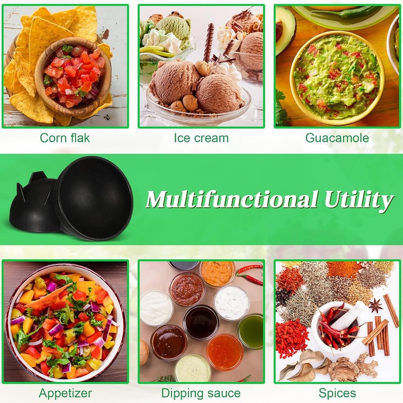 Maxcheck 12 Pcs Salsa Bowls for Party 4.5" Diameter, Plastic Mexican Salsa Bowls Guacamole Cute Chips and Food Serving Dish for Party Fiesta Chip Dish food Candy(Black) - Image 3